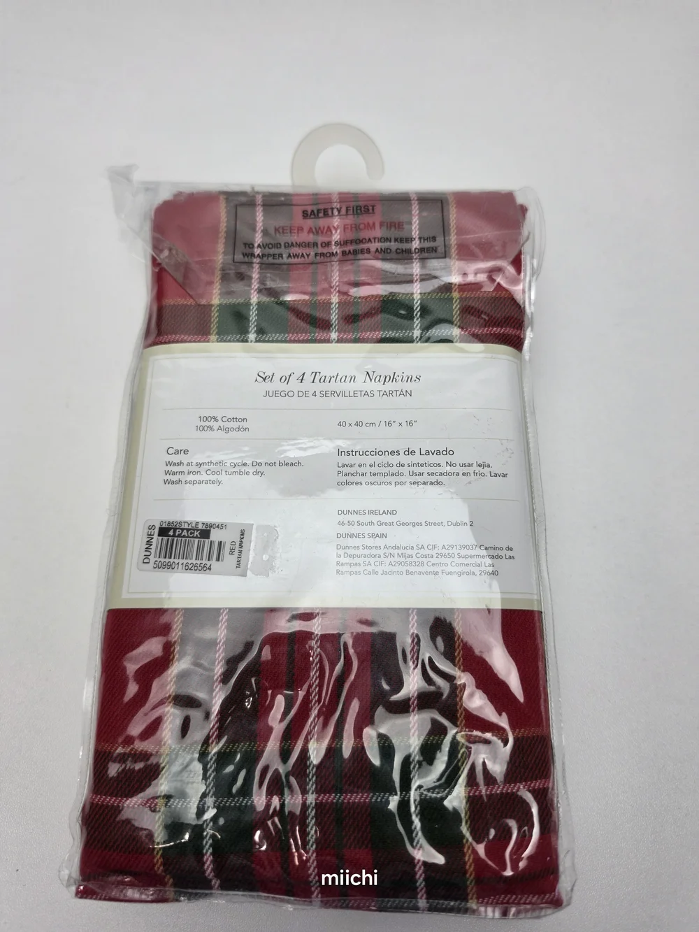 Tartan Cotton Napkins - Red Plaid Set of 4